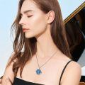 wholesale 925 Sterling Silver Saint Michael Archangel Blue Opal Round Pendant Necklace-0-1