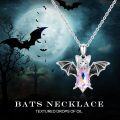 wholesale 925 Sterling Silver Pink Crystal Bat Pendant Necklace Gothic Animal  for Women-0-5