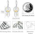 wholesale 925 Sterling Silver Unicorn Dreamcatcher Drop Earrings with Feather Charm and Star Accents for Women-0-5