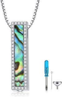 wholesale 925 Sterling Silver Abalone Shell Pendant with Tree of Life Design and Rhinestones - Memorial Keepsake Jewelry for Ashes or Cremation Urns-Abalone Shell