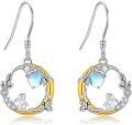 wholesale 925 Sterling Silver Rabbit Dangle Earrings with Moonstone and Cubic Zirconia for Women-0-0