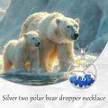 wholesale 925 Sterling Silver Abalone Shell Mother & Baby Polar Bears Pendant Necklace with Moon and Clouds Design-0-3