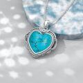 wholesale 925 Sterling Silver Heart-Shaped Turquoise Pendant Necklace for Women-0-2