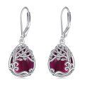 wholesale 925 Sterling Silver Tree Of Life Drop Earrings Wholesale With Green Stone-0-30