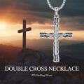 wholesale 925 Sterling Silver Mens Black Cross Necklace with Turquoise Pendant-0-3