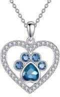 wholesale 925 Sterling Silver Paw Print Necklace with Stone for Pet Lovers - Unconditional Love Gift-0-0
