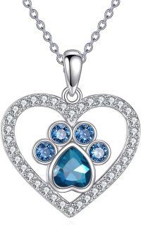wholesale 925 Sterling Silver Paw Print Necklace with Stone for Pet Lovers - Unconditional Love Gift-Paw Print