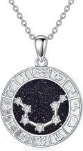 wholesale 925 Sterling Silver Aquarius Zodiac Sign Constellation Pendant Necklace with Cubic Zirconia and Starry Sky Design for Women & Men-0-0