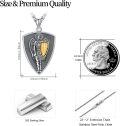 wholesale 925 Sterling Silver Guardian Angel Shield Cross Catholic Medal Necklace Pendant-0-4