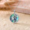 wholesale 925 Sterling Silver Dolphin Round Abalone Shell Pendant Necklace for Women Sea Life s-0-1