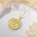 TOUPOP 14K Gold Plated Sterling Silver Jade Tree Of Life Necklace Celtic Family Jewelry Gift-0-4