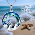 TOUPOP Sterling Silver Crystal Sea Turtle Mermaid Dolphin Shell Starfish Conch Seahorse Necklace-0-1