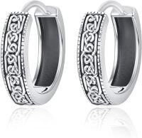 wholesale 925 Sterling Silver Celtic Knot Hoop Huggie Earrings - Unique Design Gift for Him & Her-Celtic Knot-B