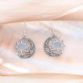 wholesale 925 Sterling Silver Crescent Moon Sun Labradorite Filigree Drop Earrings-0-3