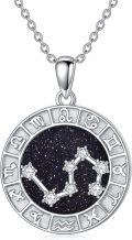wholesale 925 Sterling Silver Leo Zodiac Sign Constellation Pendant Necklace with Cubic Zirconia and Druzy Stone for Women & Men-0-0