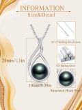 wholesale 925 Sterling Silver Teardrop Shape Tahitian Black Pearl & Cubic Zirconia Pendant Necklace for Women's s-0-5