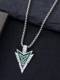 wholesale 925 Sterling Silver Blue Stone Celtic Knot Arrowhead Pendant Necklace  Norse Jewelry for Men Women Gifts 43cm Chain Length-0-8