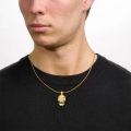 wholesale Gold 925 Sterling Silver &  Gothic Skull Pendant with Ball Chain Necklace - Punk Style Jewelry for Men and Women-0-1