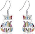 wholesale 925 Sterling Silver Cat-Shaped Book Earrings with Hypoallergenic Stones - Elegant Gift for Women-0-0