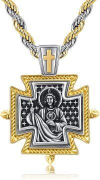wholesale Gold and 925 Sterling Silver Metal Cross St. Michael Pendant Necklace for Men Religious s-14 San Judas