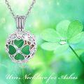 wholesale 925 Sterling Silver Green Jade Clover Heart Locket Pendant Urn Keepsake Memorial Jewelry for Women with Funnel and Fillers-0-2
