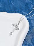 wholesale White Gold Plated 925 Sterling Silver Natural Cubic Zirconia Cross Pendant Necklace for Women-0-3