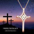 wholesale 925 Sterling Silver Cross with Yellow Stone Pendant Necklace for Women Christian s-0-5