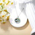 wholesale 925 Sterling Silver Aquarius Zodiac Abalone Shell & Cubic Zirconia Pendant Necklace-0-2
