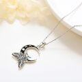 wholesale 925 Sterling Silver Gothic Moon & Skull Pendant with Black Enamel and Winged Insect Charm Necklace for Women/Men-0-2