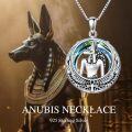 wholesale  925 Sterling Silver & Blue Crystal Anubis Pendant Necklace - Egyptian God of Death Protection Jewelry - Hypoallergenic Lead & Nickel Free - 18 Chain Gift for Women-0-2