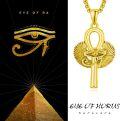 wholesale 925 Sterling Silver Plated Gold Ankh Eye of Horus Pendant Necklace for Men Women Egyptian Symbol s-0-5