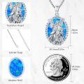 wholesale 925 Sterling Silver Guardian Angel Pendant Necklace Wholesale With Blue Enamel Inlay And Child Motif-0-4