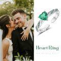 wholesale 925 Sterling Silver Heart Shaped Green Zircon Ring-0-5