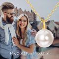 wholesale 14k Gold White Pearl Pendant Necklace Elegant Solitaire Chain Jewelry For Women-0-5