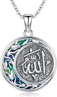 wholesale 925 Sterling Silver Abalone Shell Allah Pendant Necklace for Men Women Protection s-Allah Necklace