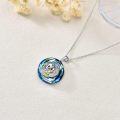 wholesale 925 Sterling Silver Blue Crystal Swarovski Monkey Pendant Necklace for Women-0-5