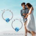 wholesale 925 Sterling Silver Round Blue Opal Hoop Earrings for Women-0-12
