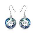 TOUPOP Sterling Silver Blue Crystal Sea Turtle Dolphin Seahorse Tropical Ocean Earrings-0-0