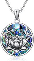 wholesale 925 Sterling Silver Abalone Shell Lotus Evil Eye Pendant Necklaces Spiritual Protection s for Women Girls-0-0
