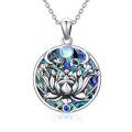 wholesale 925 Sterling Silver Abalone Shell Lotus Evil Eye Pendant Necklaces Spiritual Protection s for Women Girls-0-0