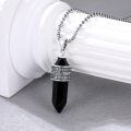 wholesale 925 Sterling Silver Oxidized Black Onyx Rune Crystal Point Pendant Necklace-0-4