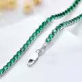 wholesale 925 Sterling Silver Green Cubic Zirconia Tennis Necklace 14-26 Chain Length  for Women and Men-0-2