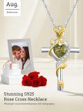 wholesale Sterling Silver Rose Cross Pendant Necklace for Women-0-119