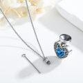 wholesale 925 Sterling Silver Heart-Shaped Blue Crystal Tree of Life Cremation Jewelry Urn Necklace with Funnel and Fill Tool for Women & Men-0-2