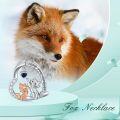 wholesale 925 Sterling Silver Metal Cat and Fox Pendant Necklace with Heart Charm - Valentine's Gift for Her Him-0-3