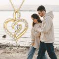 wholesale 14K Gold 0.55ctw Moissanite Double Heart Pendant Necklace for Women-0-4
