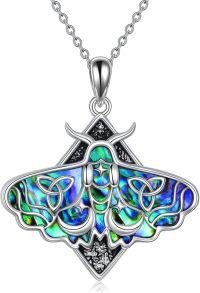 wholesale 925 Sterling Silver Abalone Shell Celtic Knot Moonstone Luna Moth Pendant Necklace for Women Gothic s-Abalone