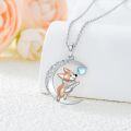 wholesale 925 Sterling Silver Corgi Pendant Necklace with Moon and Cubic Zirconia Cute Animal s for Dog Lovers-0-4
