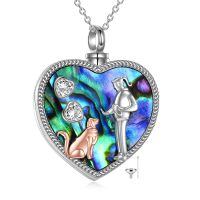 TOUPOP Sterling Silver Abalone Dog Cremation Urn Necklace For Ashes-undefined