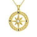 TOUPOP 14K Yellow Gold Compass Pendant Necklace For Women Gift-0-0